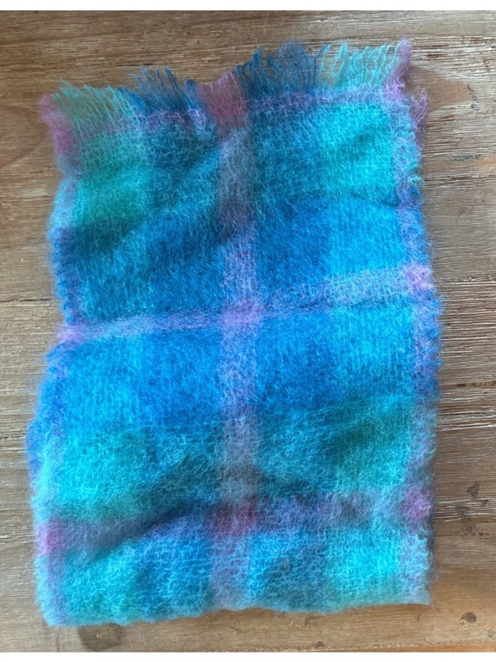 Vintage Heather Brae Mohair & New Wool Scarf Scotland 48” x 9” Pastel Plaid